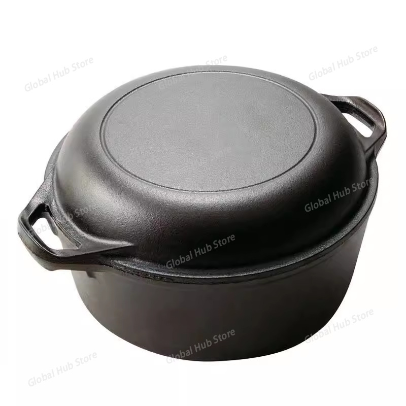 Camp Dutch Oven Cast - 2 in 1 Cast Iron Dutch