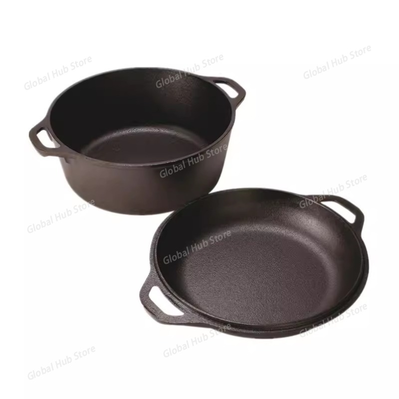 2 in 1 Cast Iron Dutch Oven wi - Camp Dutch Oven Cast 评论和价格